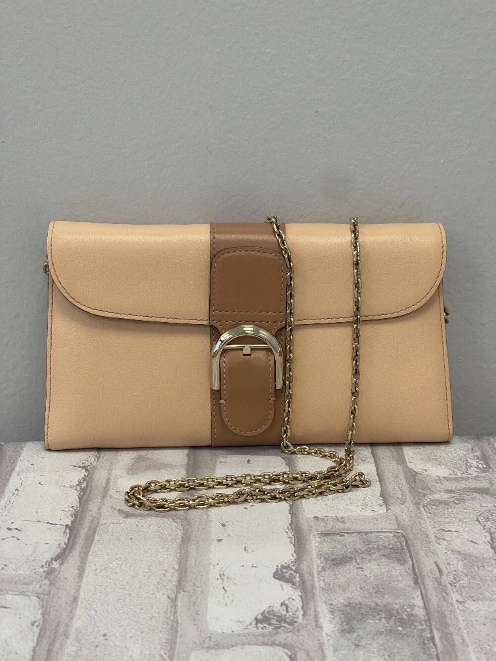 Delvaux Brillant Two-Tone Leather Wallet on Chain - Preowned